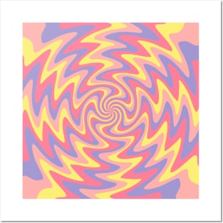 Abstract Retro swirl Pink pastel Posters and Art